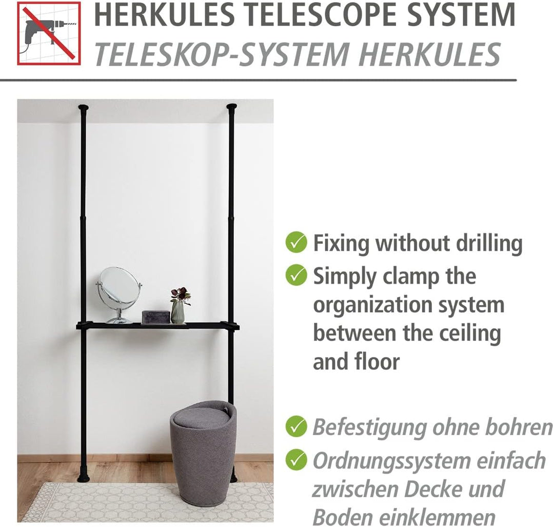 WENKO Regalboden Herkules, ausziehbares Zubehörteil zum verstellbaren Teleskop-System Herkules aus s