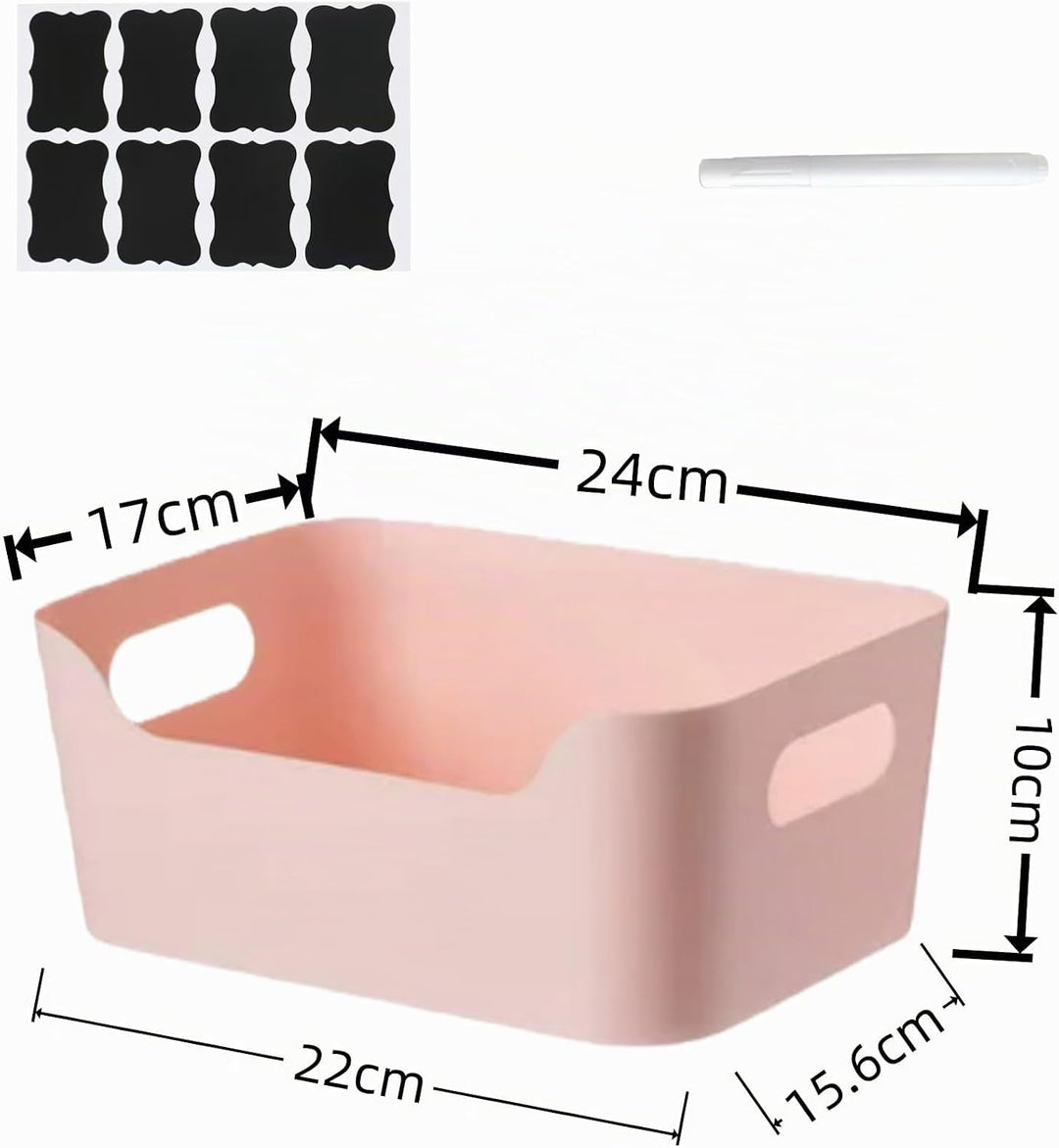 4 Stück Aufbewahrungsboxen mit Griff Rosa 24 x 17 x 10 cm,Niedrigeren Vorderseite Aufbewahrungskorb,