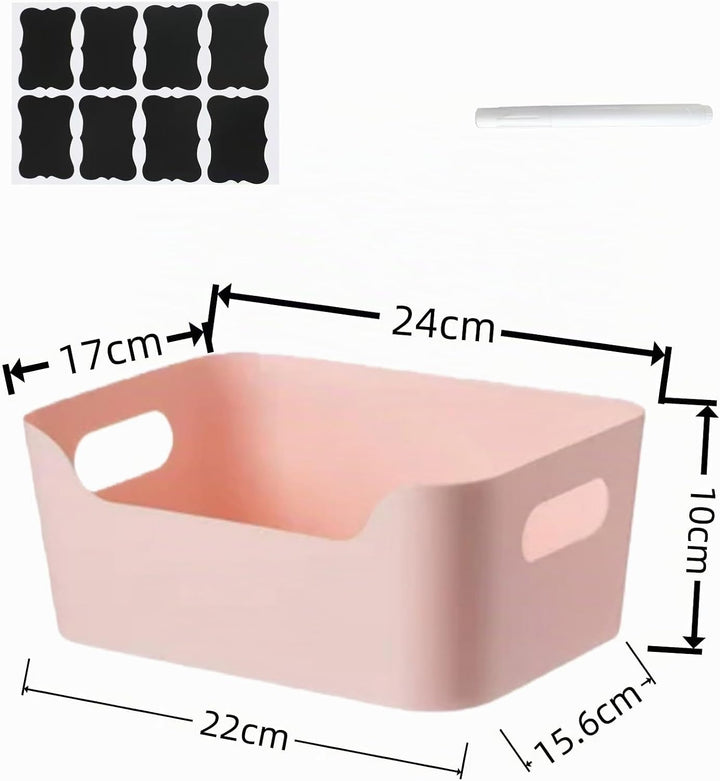 4 Stück Aufbewahrungsboxen mit Griff Rosa 24 x 17 x 10 cm,Niedrigeren Vorderseite Aufbewahrungskorb,