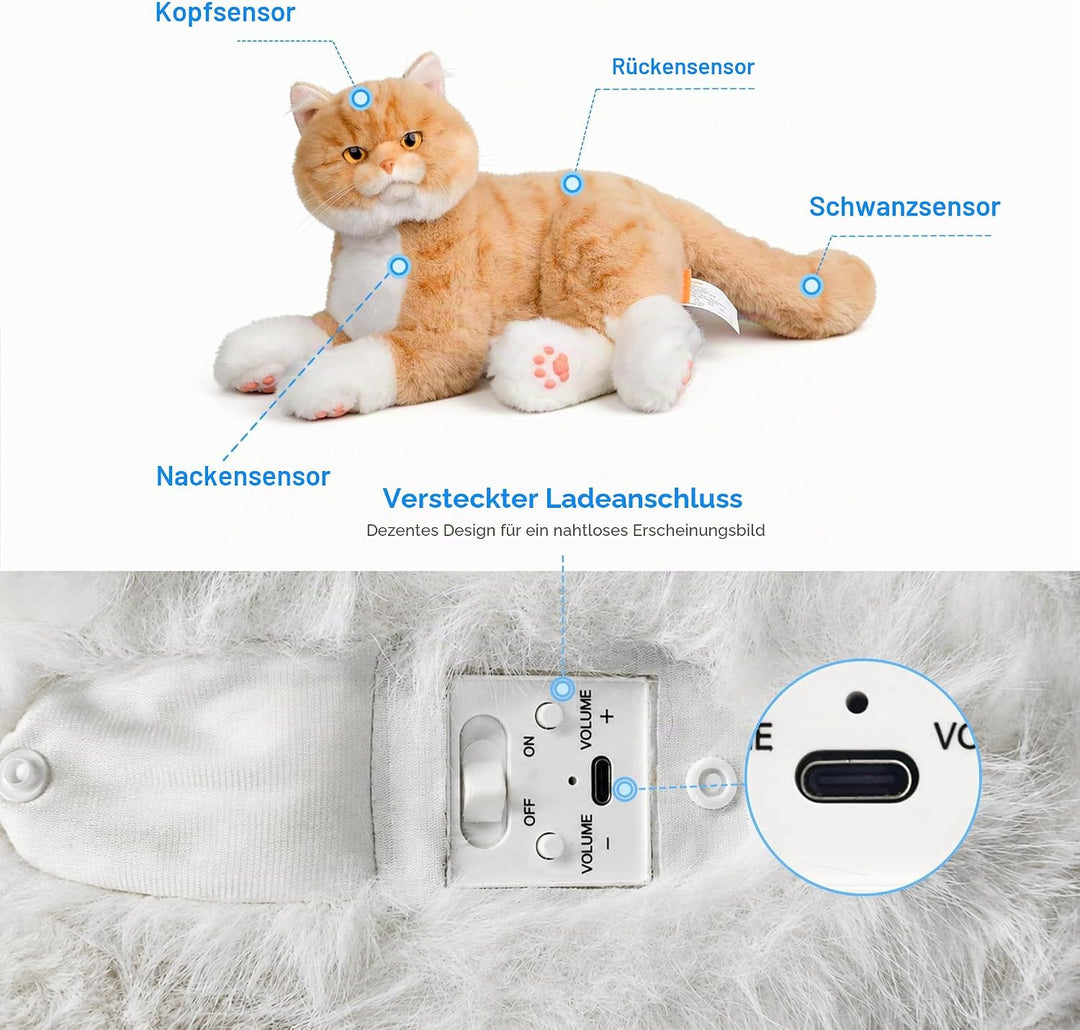 Interaktive Begleitroboter-Katzen, emotional unterstützendes Plüschtier mit Sprachausgabe, realistis