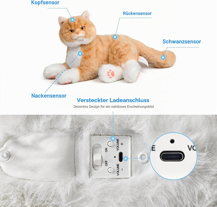 Interaktive Begleitroboter-Katzen, emotional unterstützendes Plüschtier mit Sprachausgabe, realistis