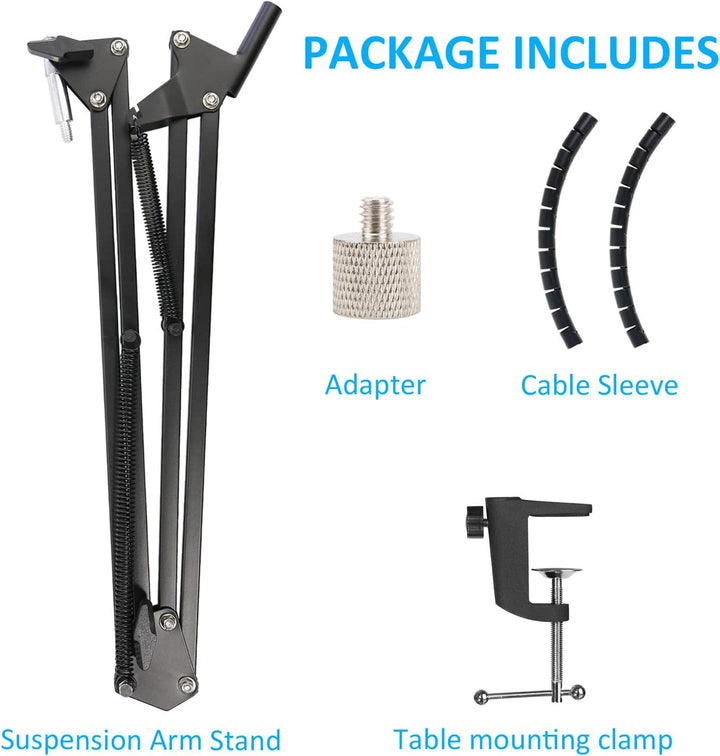 YOUSHARES Wave1 Mikrofon Arm - Wave 3 Mikrofonständer Mikrofonarm Mikrofon Halter mit Klipp Montage