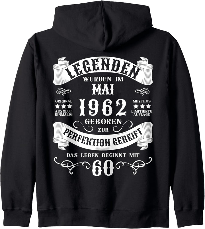 60. Geburtstag 60 Jahre Mann Frau Mai 1962 Kapuzenjacke