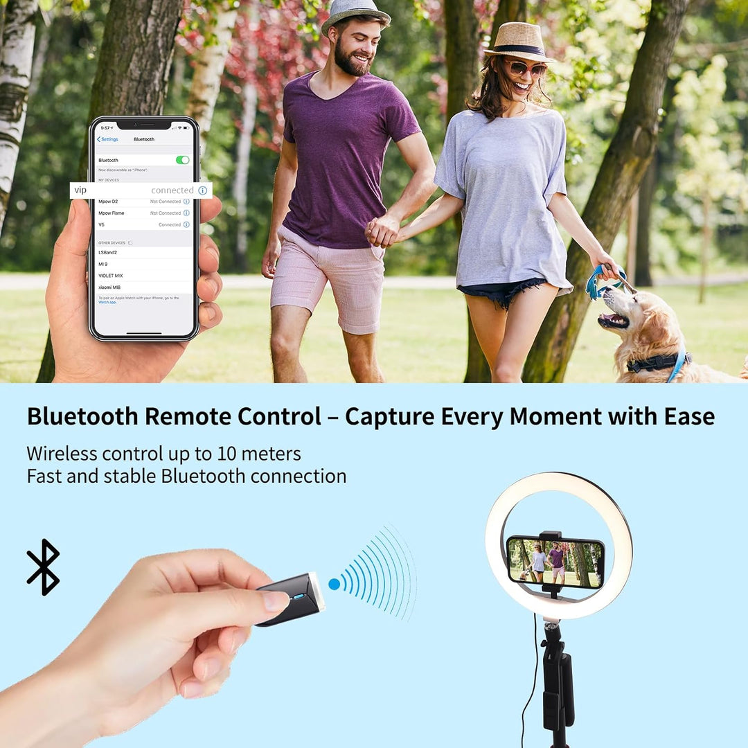 Handy-Stativ mit Ringlicht, 1,8m Aluminium Stativ mit 4-Fuss-Ständer, Bluetooth Fernbedienung, 360°