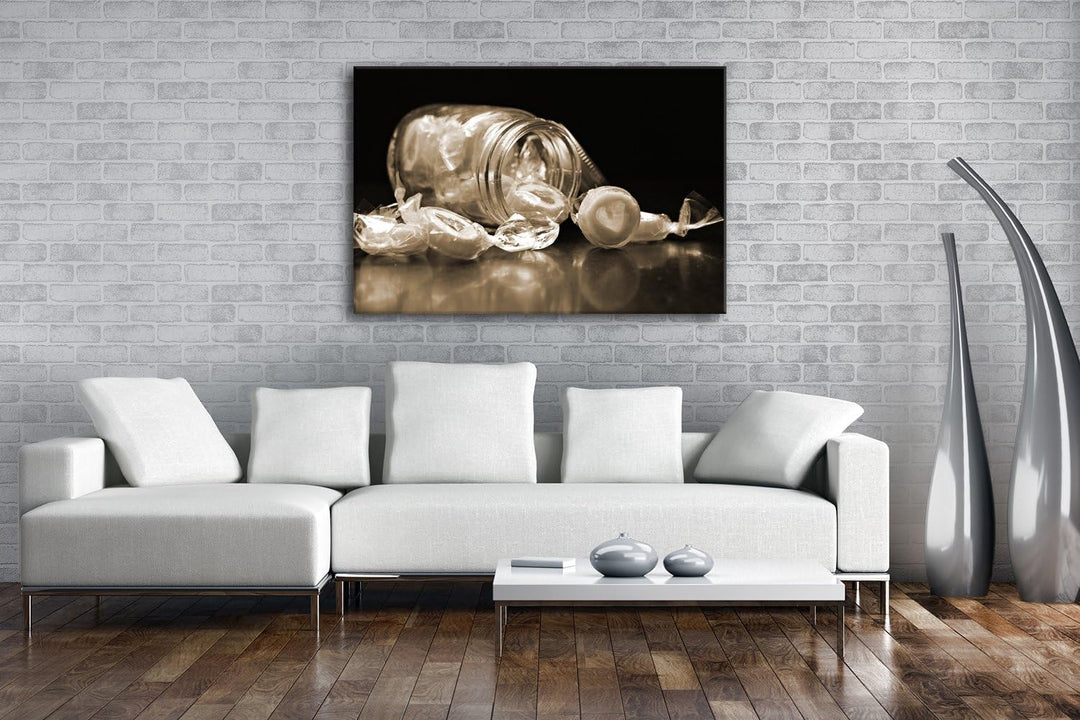 deyoli zuckersüsse Bonbons Format: 80x60 Effekt: Sepia als Leinwand, Motiv fertig gerahmt auf Echtho