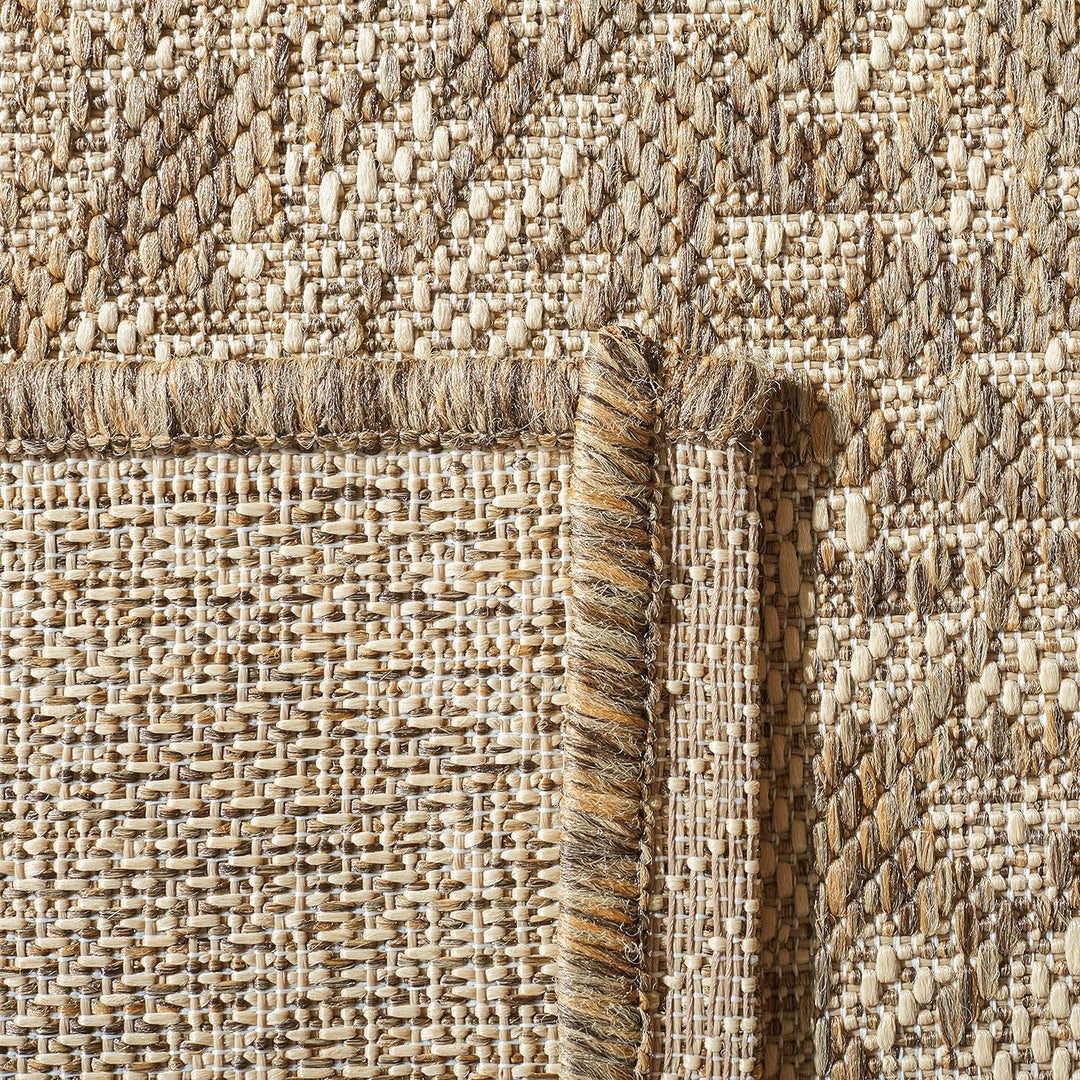 SAFAVIEH Medaillon Teppich für Drinnen & Draussen - Beachhouse Collection, Kurzer Flor, Creme und Be