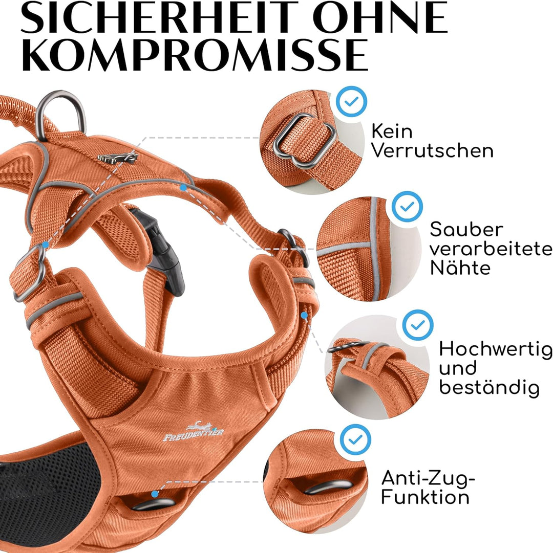 FREUDENTIER Hundegeschirr mit Mesh-Polsterung - Höchster Komfort, bombenfester Sitz & maximale Siche