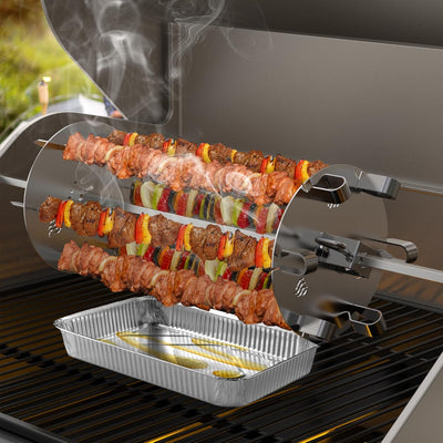 Onlyfire Universal Drehbar Grillspiess System Rotisserie Nadel Set, passt für jeden Grill Drehspiess