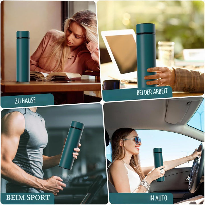 Homealexa 500ml Thermosflasche, Vakuum Isolierbecher Trinkflasche aus 304 Edelstahl, LED-Touchscreen