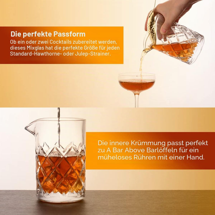 Eligara Cocktail-Mischer-Glas - [18 Unzen] Kristall-Cocktail-Rührglas, Dicke Gewichtete Unterseite -