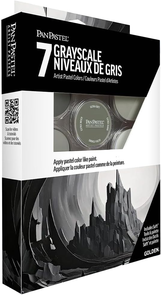 PanPastel 30079 Ultra Soft Artist Pastel 7 Farben Graustufen-Set mit Sofft-Werkzeug und Palettenabla