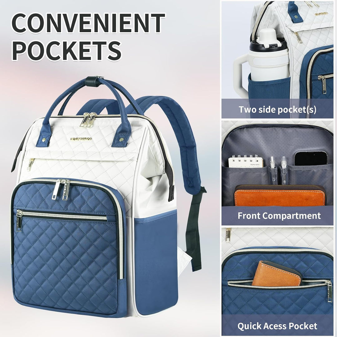 EMPSIGN Laptop Rucksack Damen 17.3 Zoll, Wasserfest Mädchen, Elegante Arbeitstasche Lehrertasche, Re
