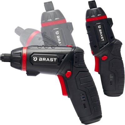 BRAST® Akkuschrauber Akku Bohrschrauber | 4,0V / 2Ah Li-Ion-Akku | 54 Chrom-Vanadium-Bits | schwenkb
