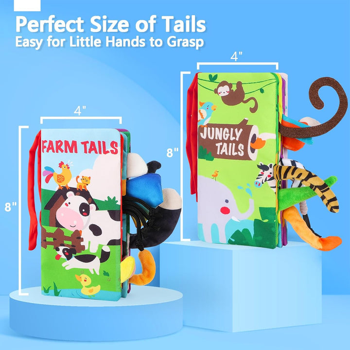 beiens Babybuch Baby Stoffbuch - 2 Stück Fühlbuch Spielzeug ab 6 Monate, Bilderbuch Fühlbuch Knister