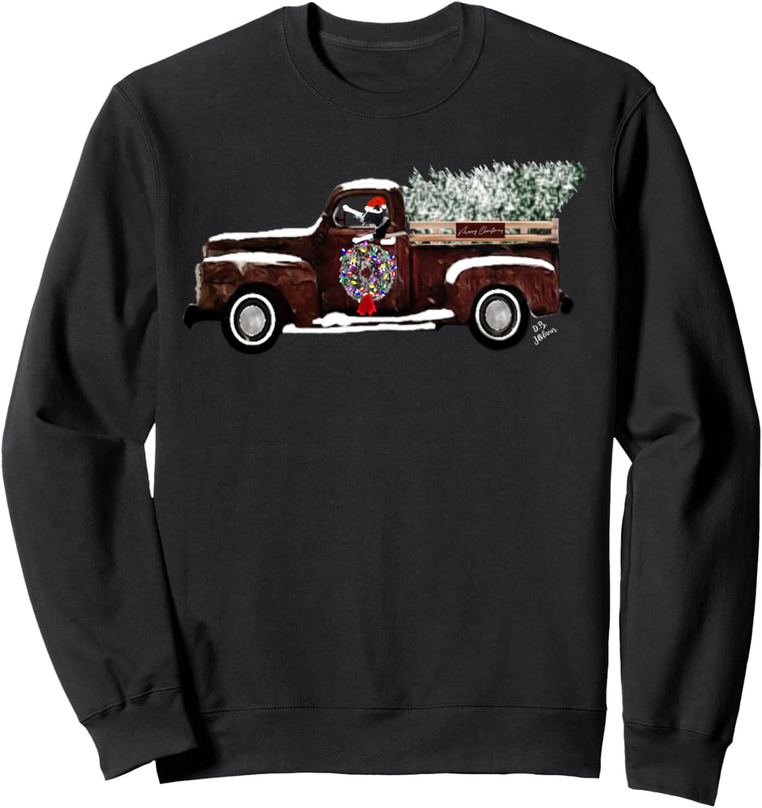 Border Collie fährt vintage Truck lustiges Weihnachts Sweatshirt