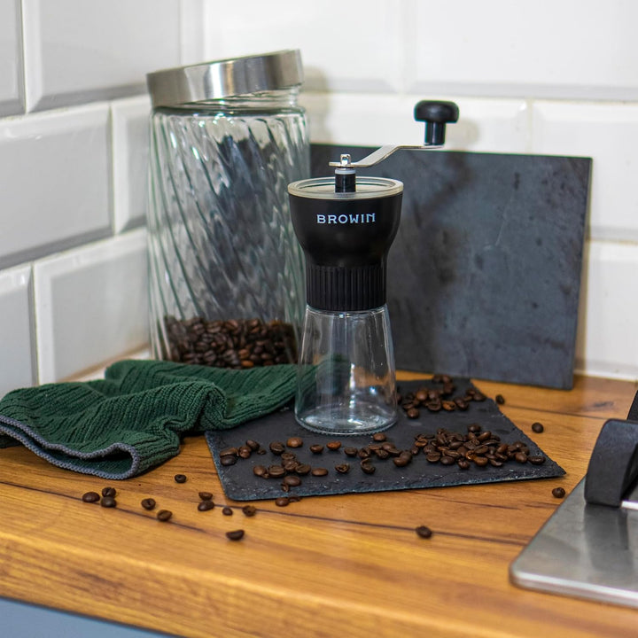 BROWIN® Manuelle Kaffeemühle mit Keramikmahlwerk 320500 | Handkaffeemühle mit Einstellbaren | Handmü