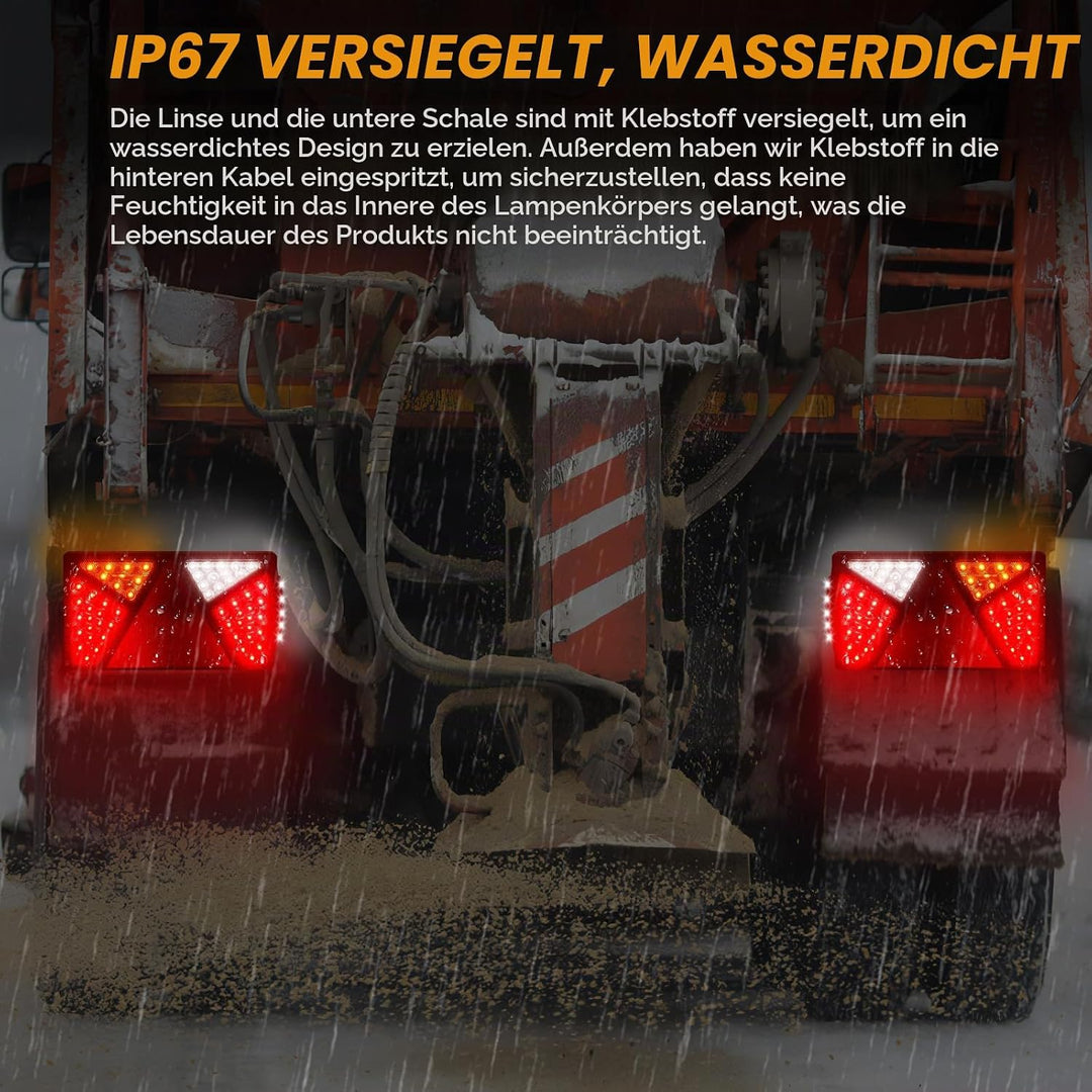 Yuanjoy 2 Pack 12V 24V PKW-Anhänger LED Rückleuchten Satz mit E-Prüfzeichen, Wasserdicht LKW Rücklic