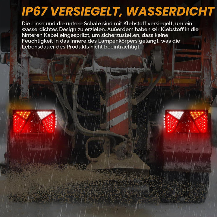 Yuanjoy 2 Pack 12V 24V PKW-Anhänger LED Rückleuchten Satz mit E-Prüfzeichen, Wasserdicht LKW Rücklic