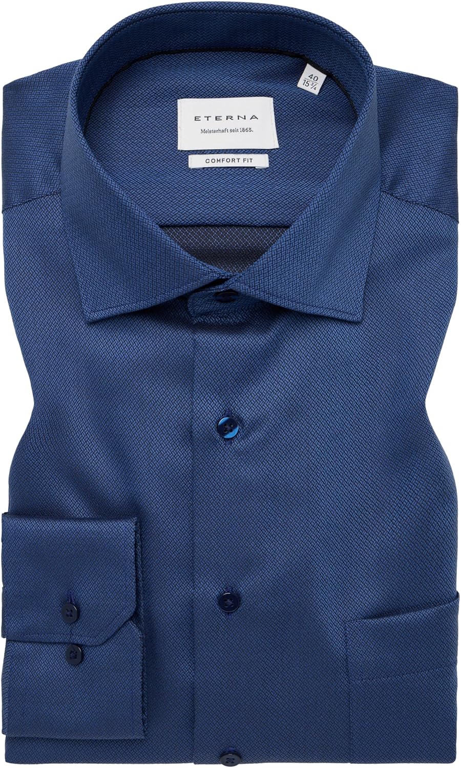 ETERNA Male Cover Shirt unifarben Comfort FIT 47 Blau(07), 47 Blau(07)