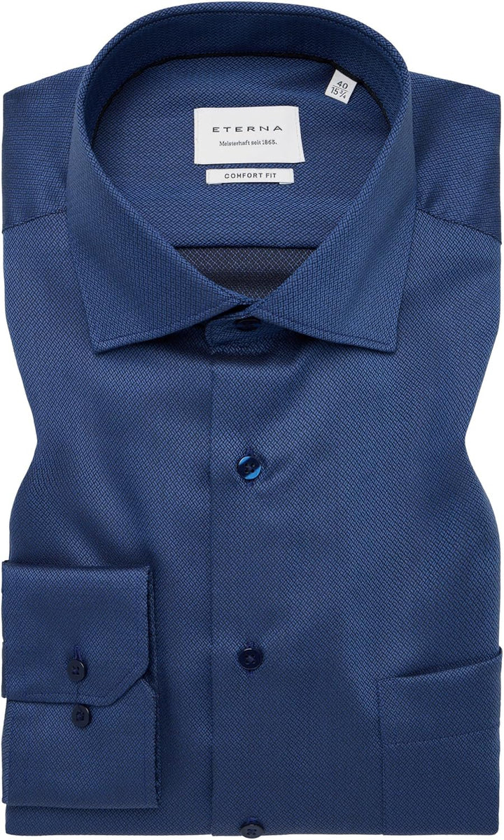 ETERNA Male Cover Shirt unifarben Comfort FIT 47 Blau(07), 47 Blau(07)