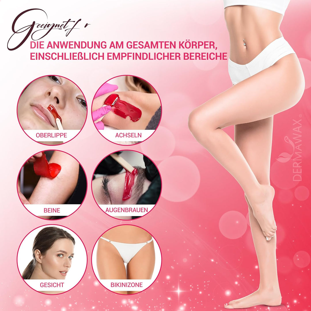 Dermawax Rose Film Wachs mit Kokosnussöl- Heisswachs Waxing Perlen Wachsperlen zur professionellen G