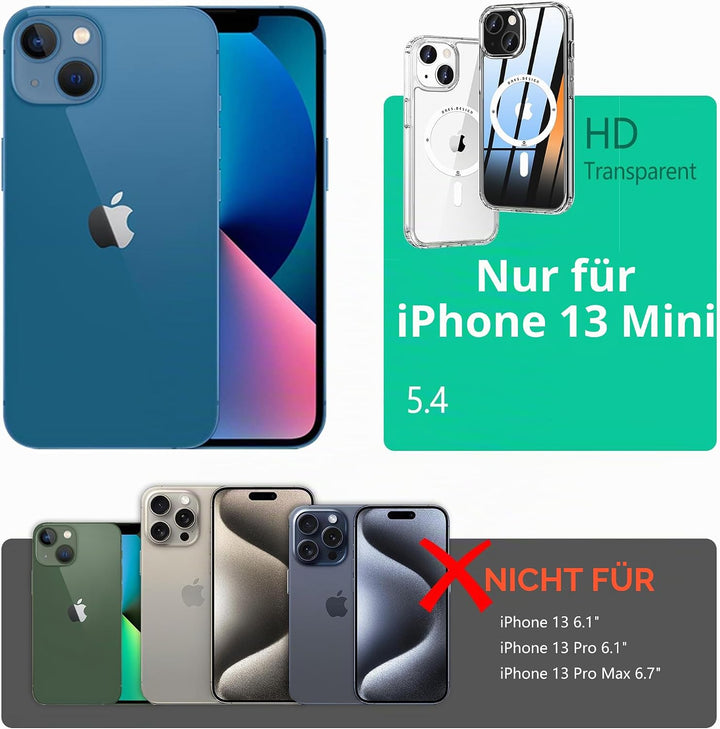 ONES Magnetisches HandyHülle für iPhone 13 Mini Kompatibel mit MagSafe, Militärnorm Schutz Dünne Hül