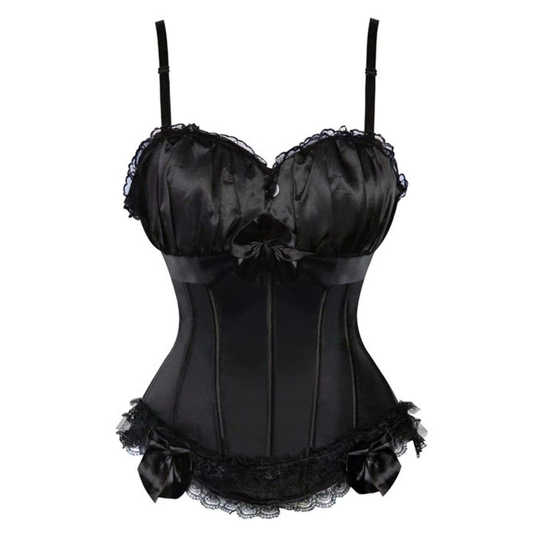 Korsett Vollbrust Corsage träger Gothic Bustier schnürmieder Spitze schnüren top sexy Burlesque XXS