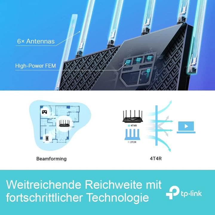 TP-Link Archer AX73 Wi-Fi 6 Gigabit WLAN Router, dual band (4804 Mbit/s 5 GHz, 574 Mbit/s 2,4 GHz, 4