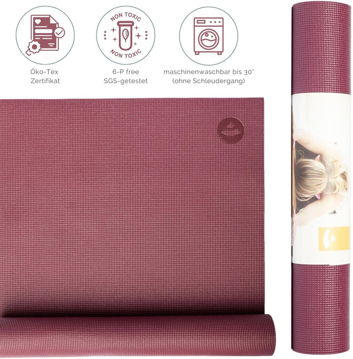 Bodhi Yogamatte Asana | Universelle Übungsmatte | Schadstofffrei & Waschbar | Matte aus PVC | Fitnes