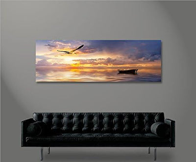 islandburner Bild Bilder auf Leinwand Möwe Nordsee Altes Fischerboot Panorama XXL Poster Leinwandbil