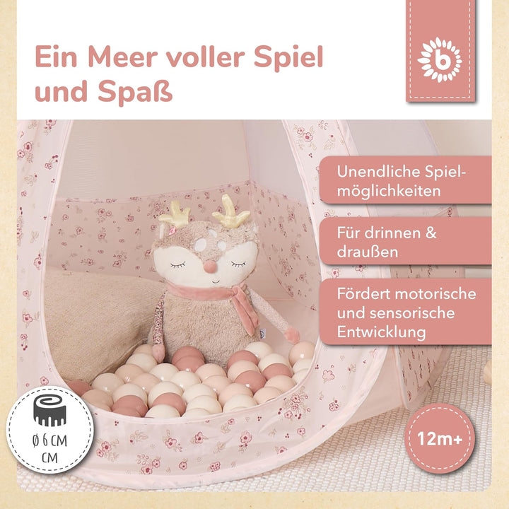 Bieco Bälle für Bällebad Dreamy Flowers | 100 Stück | Bunte Bälle | Bällebad Kinder | Bällebad Baby