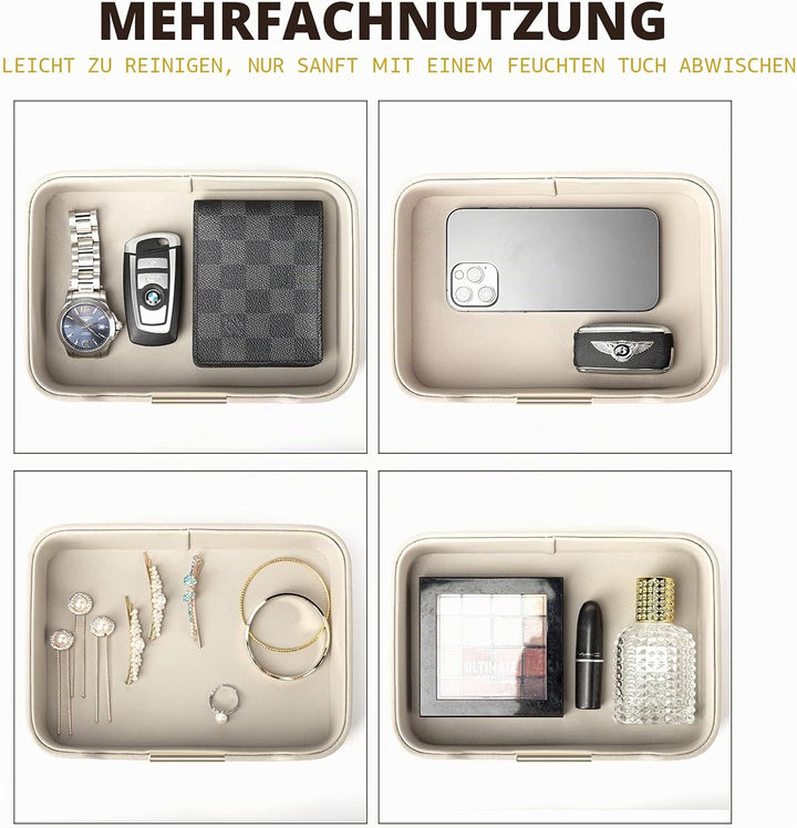 SANZIE Luxuriöses Leder-Tablett, Schreibtisch-Aufbewahrung, Catchall-Organizer, dekoratives Tablett