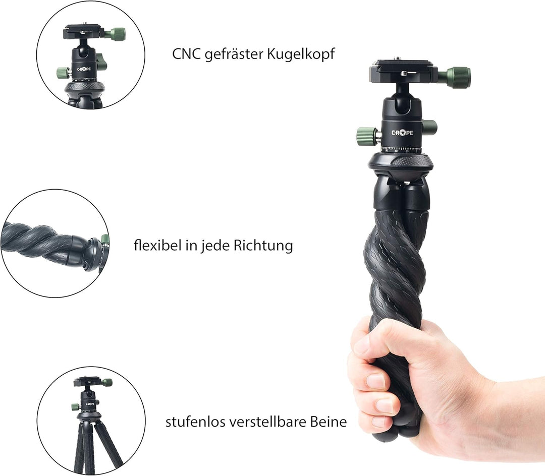 C-Rope Flexibles Kamerastativ CREATORPOD mit 360 Grad Kugelkopf, Traglast bis 2kg, Arca Swiss, Kamer