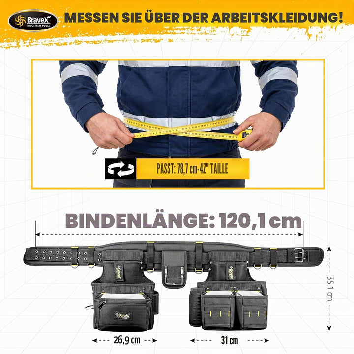 Bravex Tool Belt Suspenders - Pro Ultra Anti-wear 20 Bags Y-Style Tool Belts 5 Combo Apron Tool Pouc