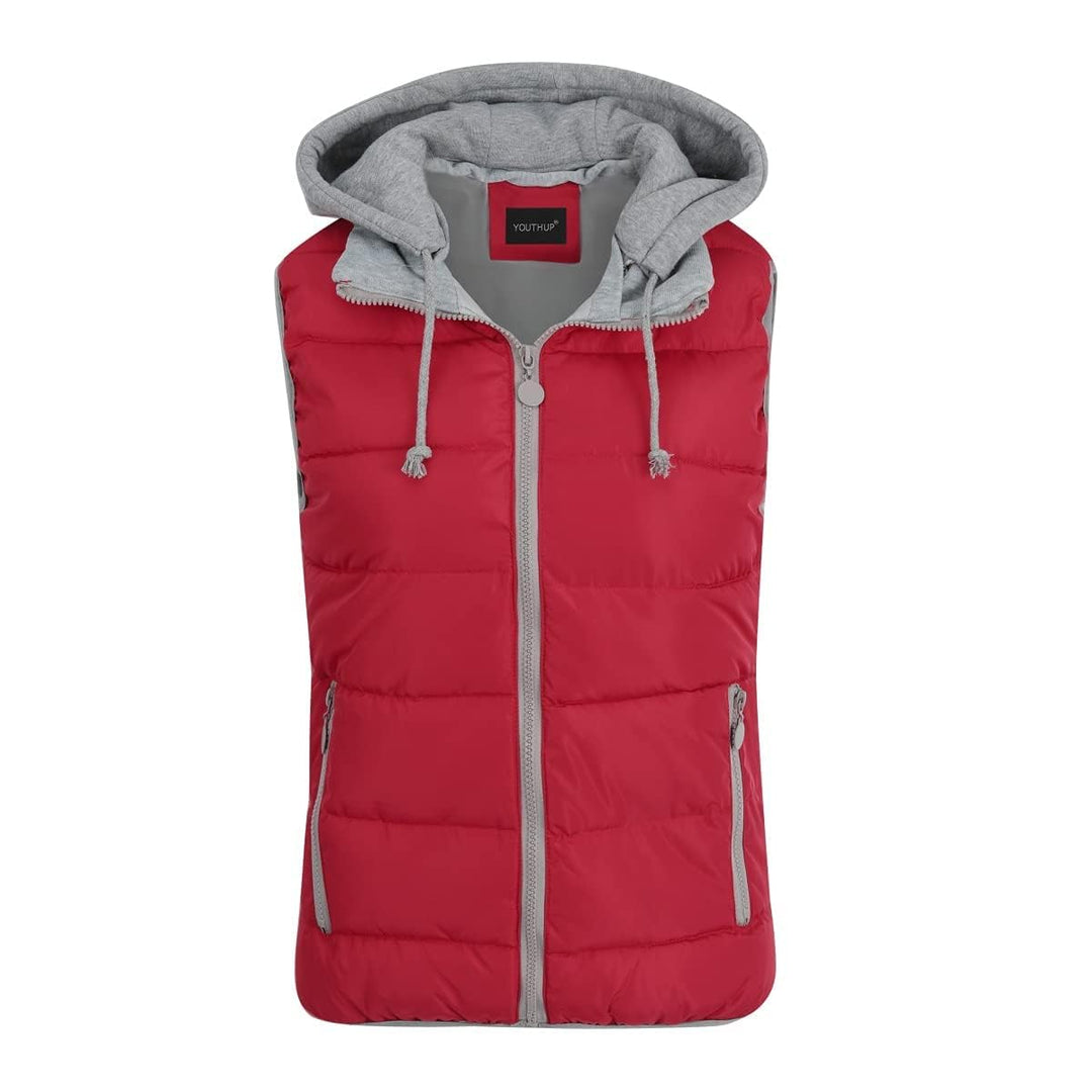 YOUTHUP West Damen Steppweste mit Kapuze Leicht Winterweste Freizeit Outdoor Ärmellos Jacke Gilet Bo