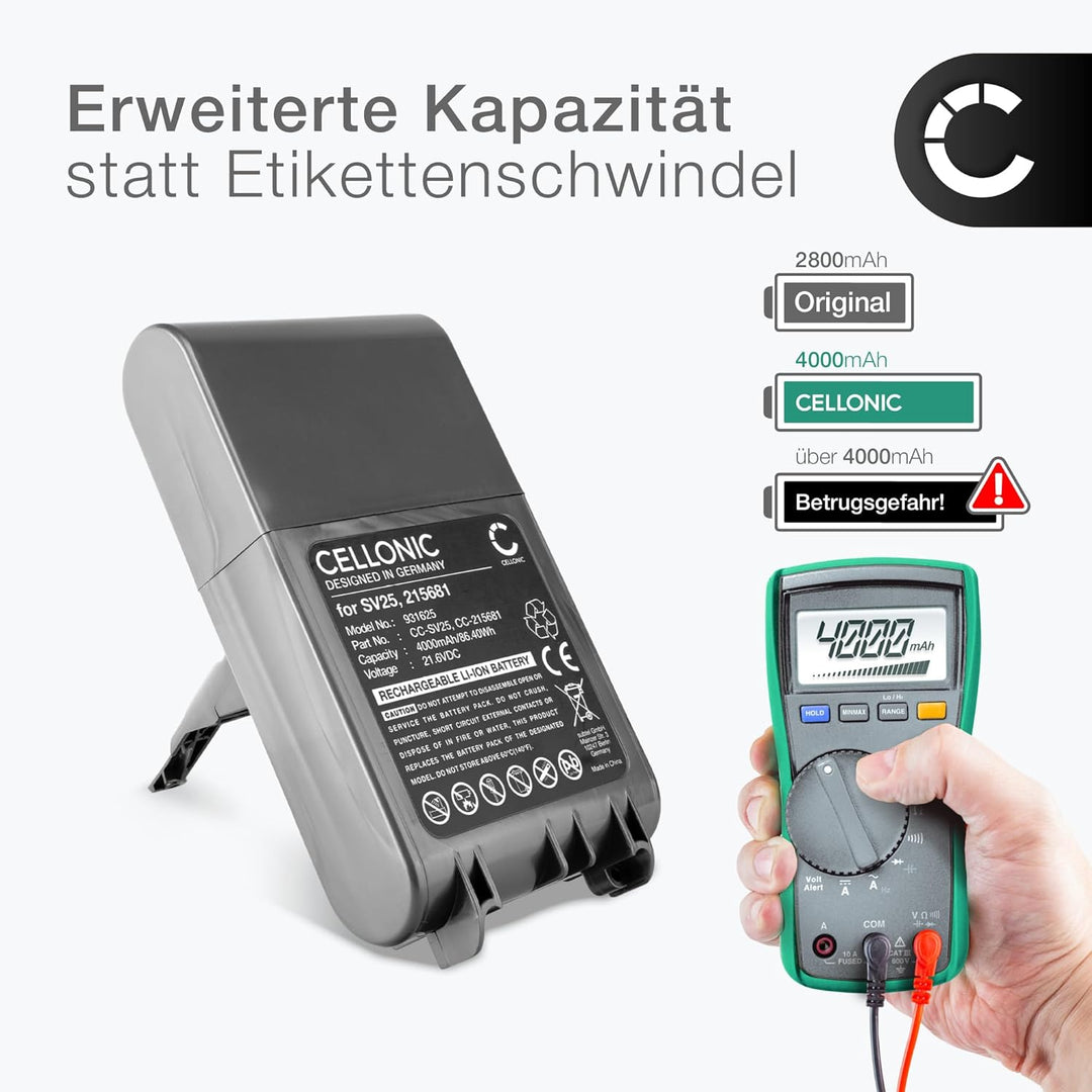 CELLONIC Akku kompatibel mit Dyson V8, V8 Absolute, V8 Animal, V8 Animal Exclusive, V8 Fluffy, V8 Ra