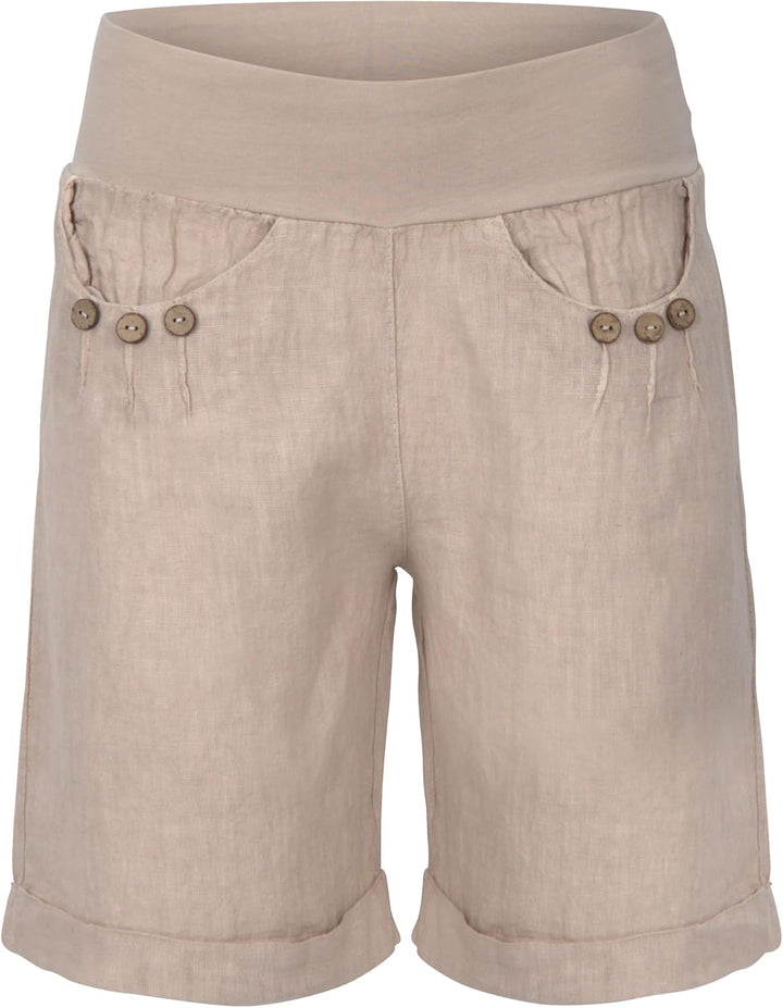 Malito Damen Bermuda aus Leinen | lässige Kurze Hose | Shorts für den Strand | Pants - Hotpants 6822