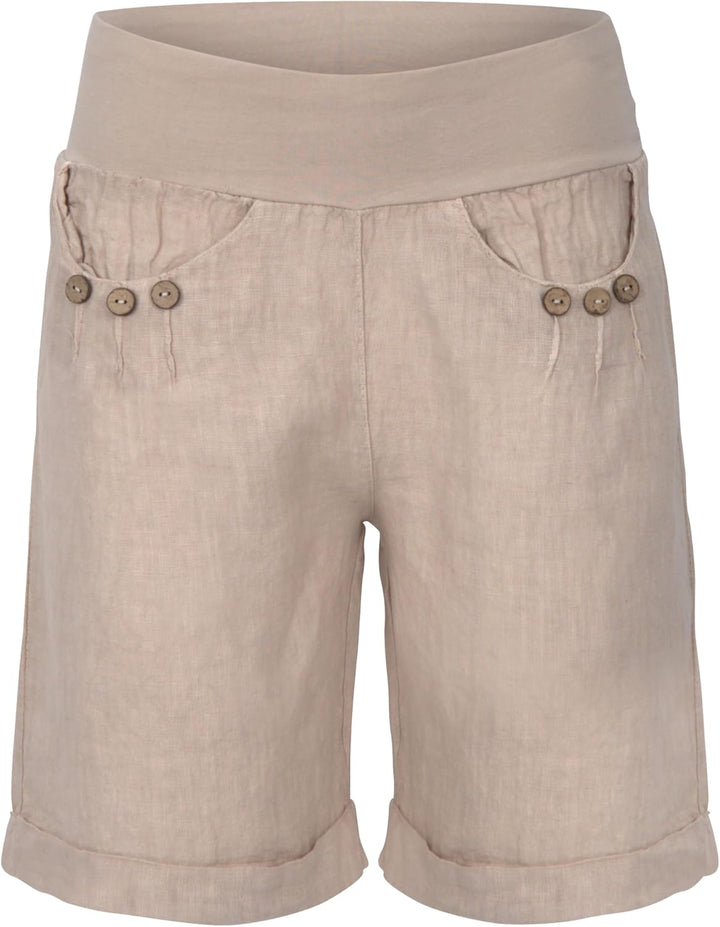 Malito Damen Bermuda aus Leinen | lässige Kurze Hose | Shorts für den Strand | Pants - Hotpants 6822