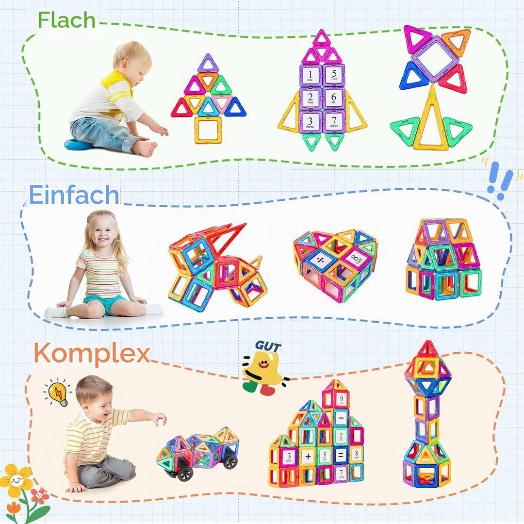 aaczly Magnetische Bausteine 82 Teile Magnetbausteine Magnet Spielzeug Kinder 3D Magnet Bausteine fü