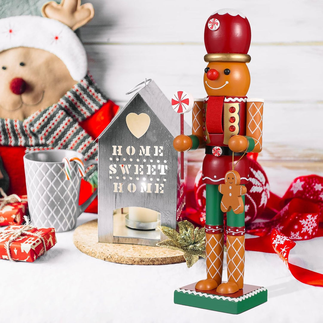 Hemobllo Nussknacker Figur Gross, 35cm Nussknacker Weihnachten Holz Deko Ingwerkuchenmeister Handgef