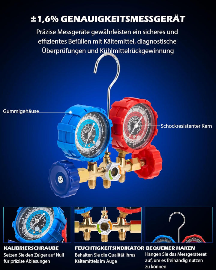 Orion Motor Tech Vakuumpumpe 3.5 CFM 100L/Min 1/4HP Unterdruckpumpe Klimaanlage 3-Wege mit Adapter f