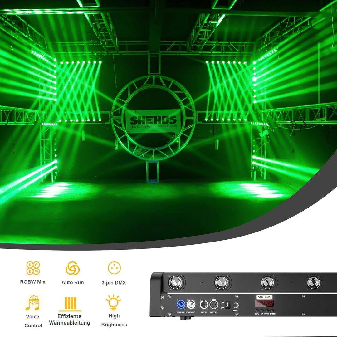 SHEHDS Moving Head Licht Bar LED 8x12W RGBW 4IN1 Strahl- und Blitz-Effekt 8° Linsenwinkel Bühnenlich
