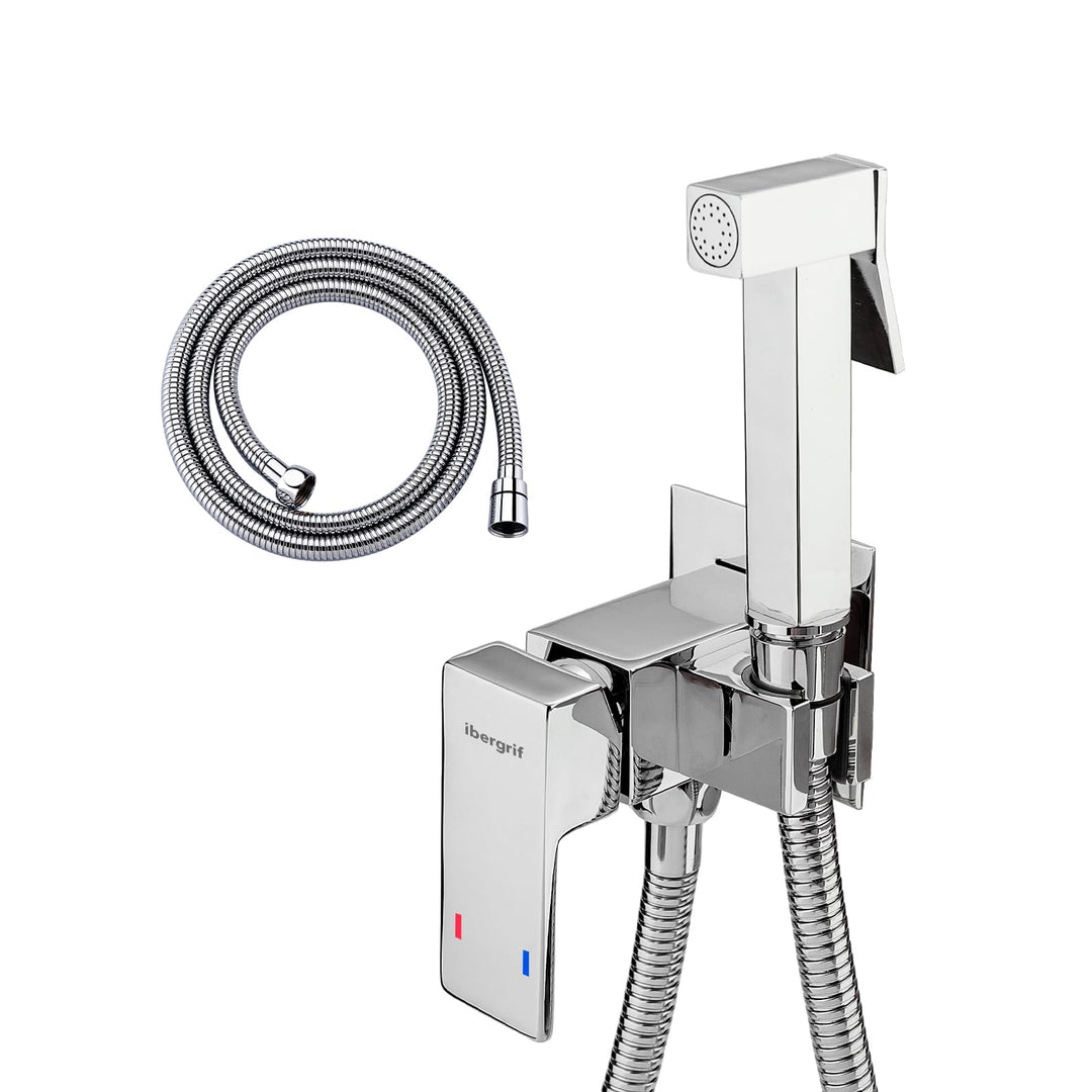 Ibergrif M22009 Unterputz-Einhebelmischer für WC & Bidet – Warm-/Kaltwasser, Handbrause mit Wandhalt