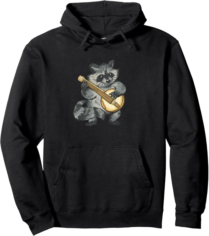 Witziger Waschbär mit Banjo Gitarre für Herren Damen Kinder Pullover Hoodie