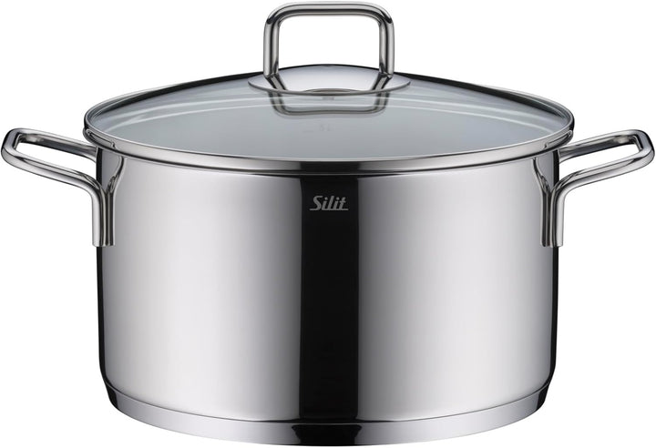Silit Extra Cook, Kochtopf 24 cm mit Glasdeckel, Innenskalierung, breiter Schüttrand, hochwertiger s