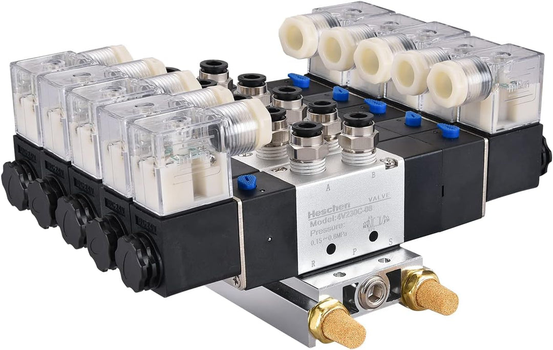 Heschen Elektrisches Pneumatisches 5 Magnetventil, 4V230C-08, 12 VDC, PT1/4, 5 Wege 3 Positionen, Kr