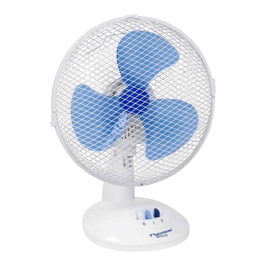 Bestron Mobiler Tischventilator Ø 27cm, kleiner Ventilator 2 Geschwindigkeitsstufen & 75° Oszillatio