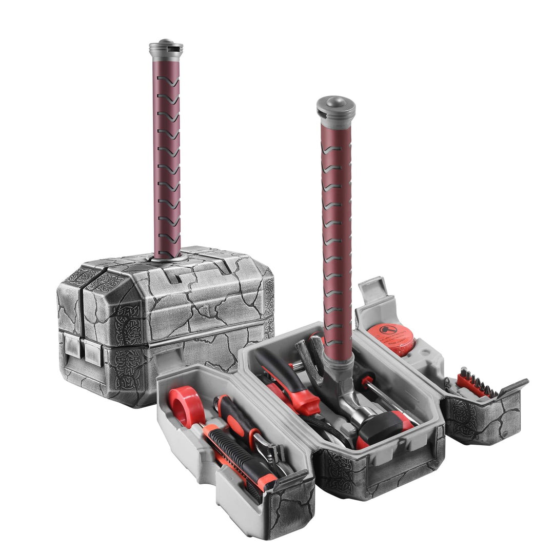 Thor Hammer Werkzeugkoffer Set,Tägliche Reparatur Gefüllt Haushalt Werkzeug,Werkzeugkasten Set für D