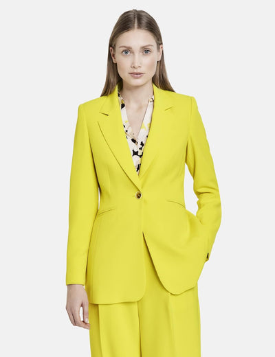 Taifun Damen Eleganter Blazer Langarm, geknöpfte Armschlitze unifarben 34 Vibrant Lime, 34 Vibrant L