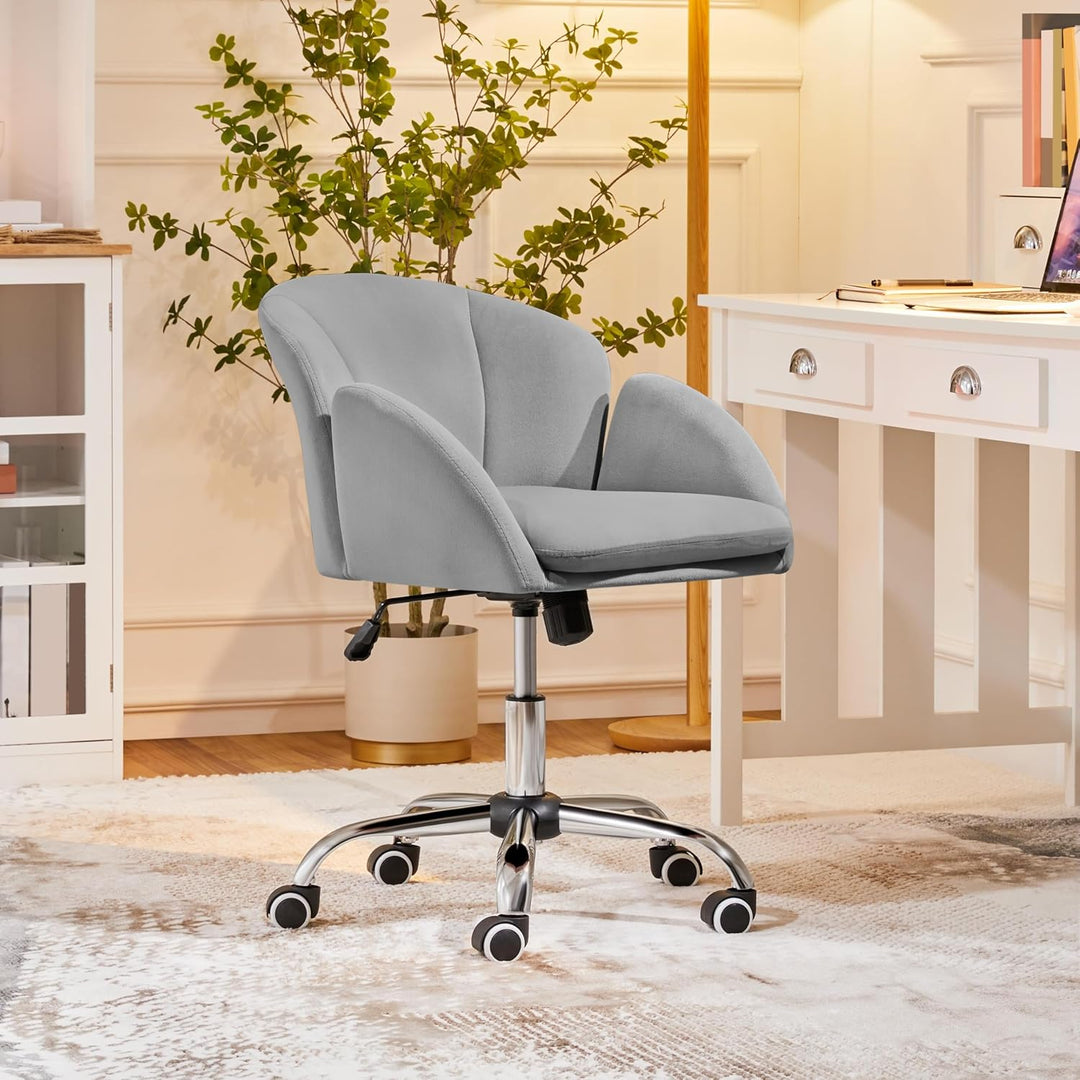 Yaheetech Bürostuhl aus Samt, Schreibtischstuhl Ergonomisch bis 136 kg Belastbar, Drehstuhl Höhenver